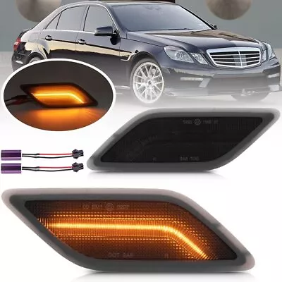 Smoked LED Bumper Side Marker Lights For 2010-2013 Mercedes W212 E350 E550 Amber • $34.06