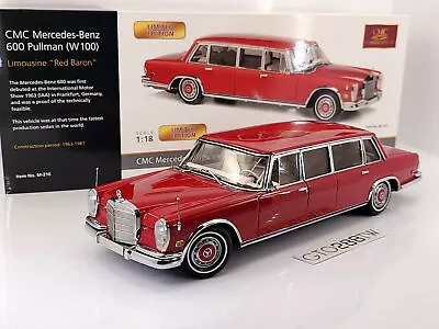 CMC 1:18 Mercedes-Benz 600 Pullman 1972 (W100)  Red Baron  M-216 • $880