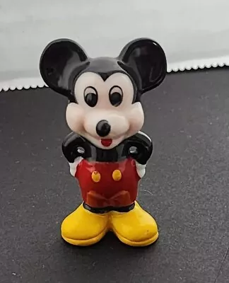 2  Miniature Porcelain Ceramic Disney Mickey Mouse Figurine Made In Taiwan • $14.99