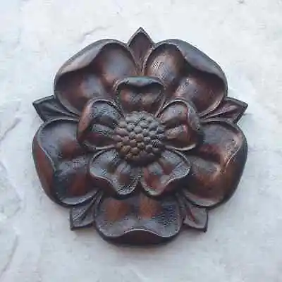 £14.99 • Buy Tudor Rose Wood Carving Lancashire Yorkshire Carved Rose Rosette Decor Onlay