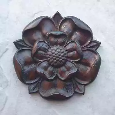 £14.99 • Buy Tudor Rose Wood Carving Lancashire Yorkshire Carved Rose Rosette Decor Onlay