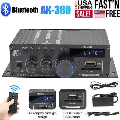 800W 2 Channel Bluetooth Mini HIFI Power Amplifier Audio Stereo Amp Home Car FM • $26.59