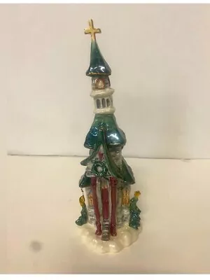 Vintage Village Christmas Church Glazed Porcelain With Gold Accents Green & Red • $15