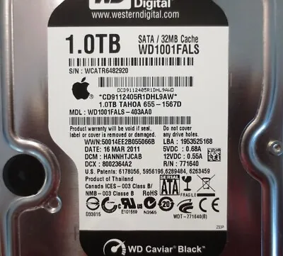 For Parts Only WD WD1001FALS-403AA0 DCM:HANNHTJCAB Apple#655-1567D 1.0TB • $45.51