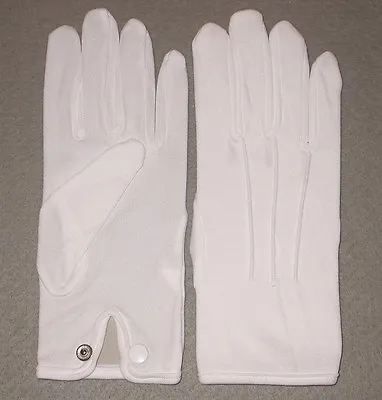 NEW! MENS WHITE Cotton GLOVES W/ SNAP At WRISTS ~ MENS Size SMALL / STYLE G1046 • $5.95