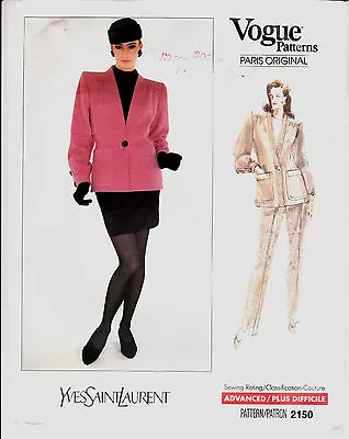 Vogue Jacket Skirt Pants Yves Saint Laurent Paris Sew Pattern 6-8-10 Uncut FF • $21