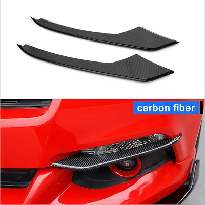 Pair Carbon Fiber ABS Front Fog Light Lamp Cover Trim For Ford Mustang 2015-2017 • $35.99