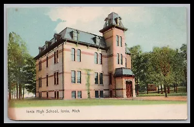 Historic IONIA MICHGAN HIGH SCHOOL Classic Mansard Roof A.G. BEDFORD 1900-1907 • $14.99