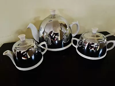Vintage Ceramic Teapot Set         Metal Insulated Cover  Made In Ireland • £37.94
