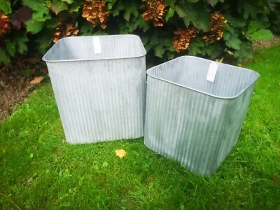 Lightweight Vintage Grey Metal Square Planters Garden & Home • £28