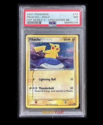$135 • Buy Pikachu POP Series 5 Promo 12/17 Pokemon 2007 Holo Upside Down Back Error PSA 7