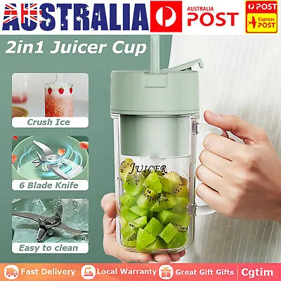 Portable Juicer Cup With Straw USB Blender Travel Mixer Smoothies Fruit Machine • $27.95