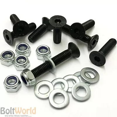 £4.10 • Buy M3 M4 M5 M6 M8 Black Socket Countersunk High Tensile Bolt Zinc Nyloc Nuts Washer