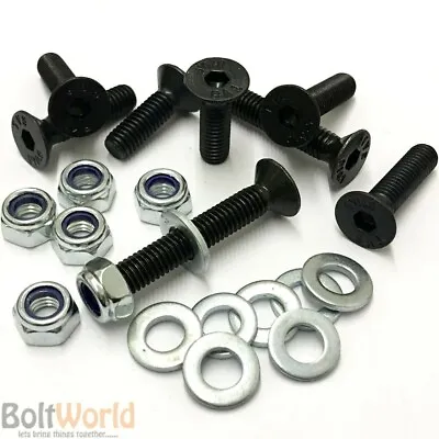 M3 M4 M5 M6 M8 Black Socket Countersunk High Tensile Bolt Zinc Nyloc Nuts Washer • £4.18