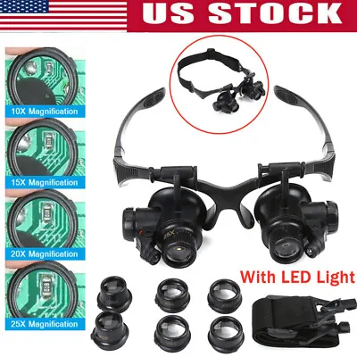 Max 25X Magnifying Eye Glass 8 LED Lens Loupe Jeweler Watch Repair Magnifier  • $12.93