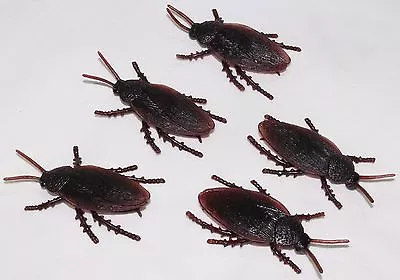 5 X Cockroaches NEW Novelty Gift Practical Joke Trick Fake Cockroach Bug Toy • $10.99