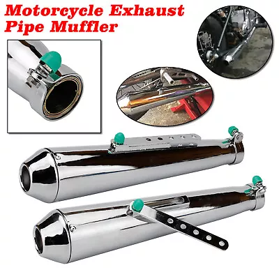 2X Universal Motorcycle Exhaust Pipe Muffler Silencer For Harley Cafe Racer • $74.99