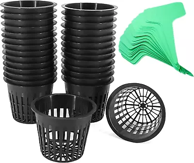 3 Inch Net Pots For Hydroponics 30 Packs With Plant Labels 30Pcs Heavy Duty Wide • $22.99