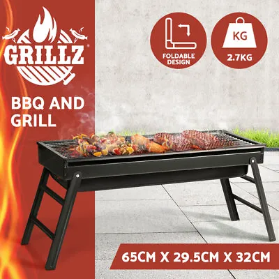 Grillz Charcoal BBQ Grill Smoker Portable Barbecue Outdoor Foldable Camping • $30.95