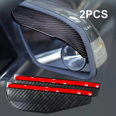 2PCS Carbon Fiber Black Mirror Rain Visor Guard Eyebrow For Car Auto Accessories • $4.79