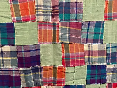 Artisan Madras Type Plaid Sewn Fabric Ready For A Garment Or Quilt - Over 1 Yard • $15.99