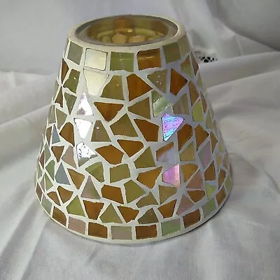 White Barn Glass Mosaic Candle Shade Topper Gold No Bracket Large Jar Candles • $9.99