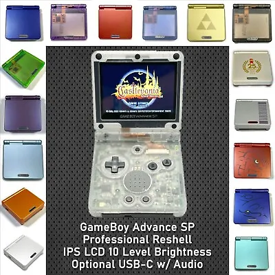 Nintendo GameBoy Advance SP GBA Console W/ 15 Level IPS LCD & Reshell +opt USB-C • $199.99