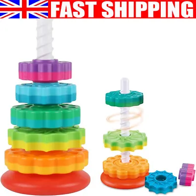 Spinning Stacker Baby Sensory Spin Gears Stacking Rings Toy Baby Learning Toys • £9.79