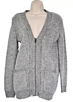 Matalan Papaya Ladies Knitted Zip Up Womens Light Grey Cardigan  - Size S • £10