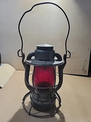 Rare Antique  Dietz Vesta Ny  Railroad Lantern  N.y.c.s.  Red Glass • $299