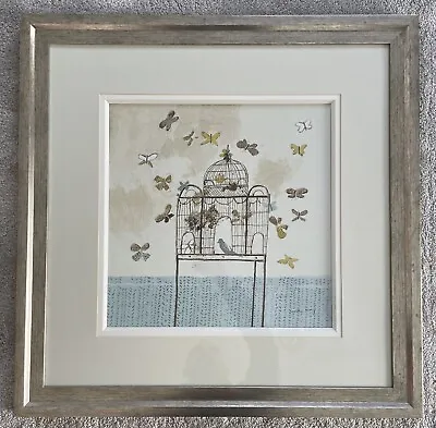 Charlotte Hardy Beautiful Framed Print All A Flutter Bird Cage And Butterflies • £99