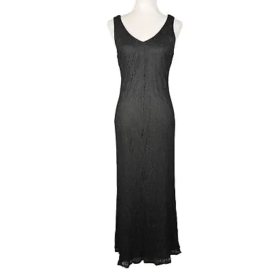 Vintage Maxi Dress Womens M Black Crochet Lace Goth Grunge Y2K 90s Witchy Long • $29.88