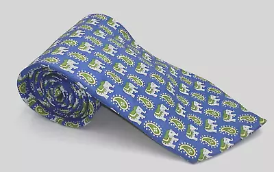 Vera Bradley Neck Tie For Baekgaard 100% Silk Blue Paisley And Elephants Necktie • $7.99