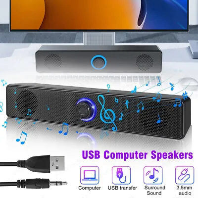 Bluetooth 5.0 Soundbar Stereo Bass Sound Computer Speakers For Laptop Mac PC US • $15.18