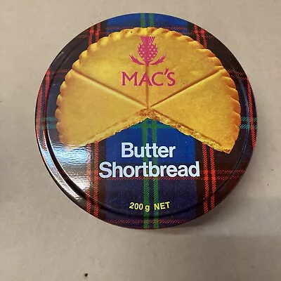 Vintage MAC'S  BUTTER SHORTBREAD EMPTY  ROUND  TIN  F755 • $12