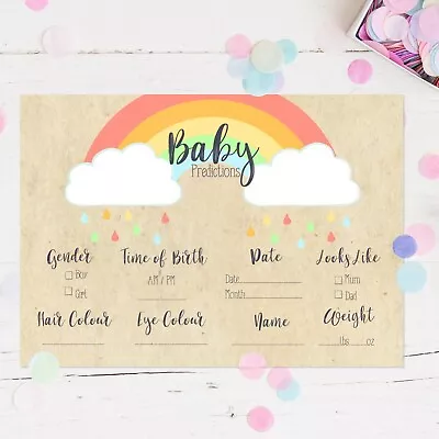 Baby Shower Games Prediction Cards Rainbow Design New Mum To Be Baby Boy Girl • £2.99