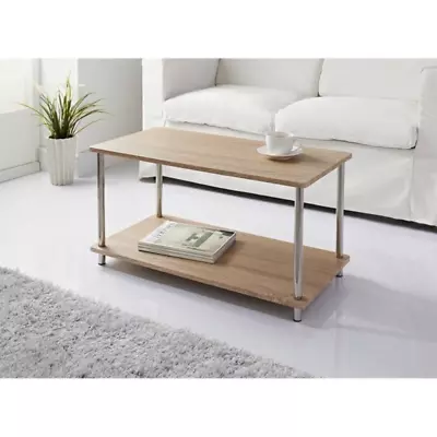 Modern Wooden Rectangular Coffee Table Living Room With Storage • £59.36