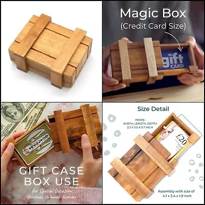 Magic Box- Brain Teaser Wooden Box With Secret Compartment Ideal Money Bo...... • $16.90