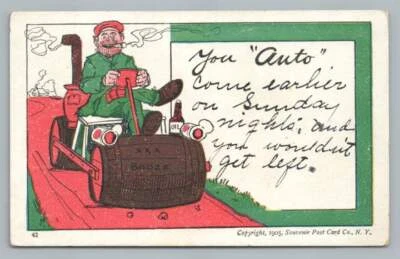 $12.99 • Buy Drunk Man Driving Booze Mobile ~ Antique Drinking Car Humor Liquor Montross VA