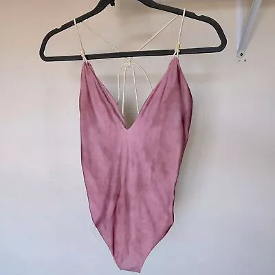 NWOT Designer Swimwear Vix Paula Hermanny Sz M Pink One Piece Swimsuit For Women • $89