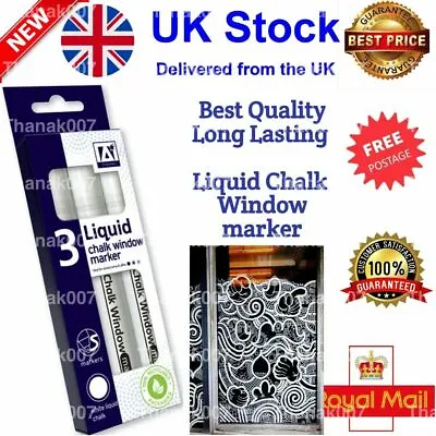 White Liquid Chalk Pen Marker For Glass Windows CRAFT Plastic Pens UK SELLER Bes • £2.65