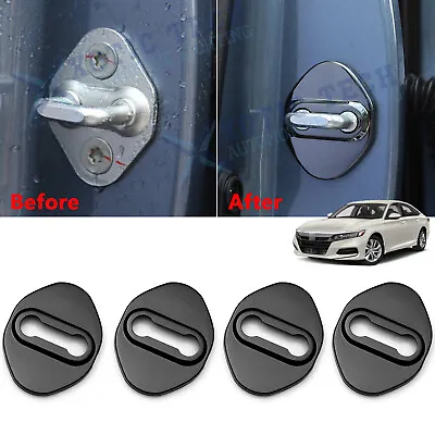 Steel Black Door Lock Lockstitch Cover Trim 4pcs For Honda Toyota Subaru Mazda • $10.96