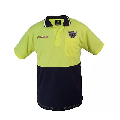 Manly Warringah Sea Eagles NRL Short Sleeve Polo Work Shirt Yellow Easter Gifts • $49.99