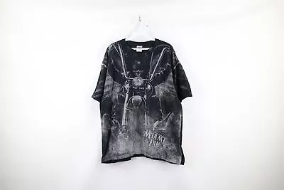 Vintage Y2K Streetwear Mens XL Faded Miami Ink Tattoo Skull Motorcycle T-Shirt • $40.45