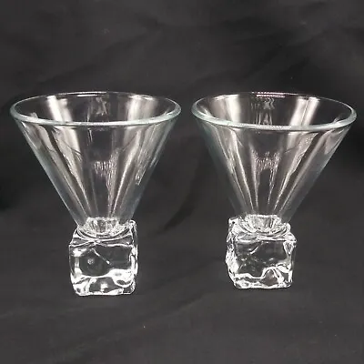 Vintage DiSaronno Melting Ice Cube Base Martini Cocktail Glasses Set Of 2 • $9.99