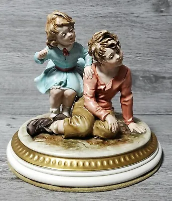 Vintage Capodimonte By Bruno Merli Porcelain Italian Figurine Boy With Girl  • £260