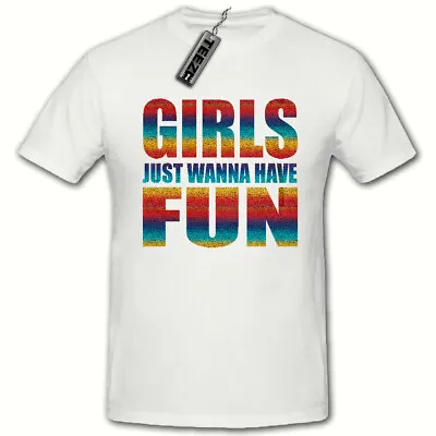 White Girls Just Wanna Have Fun T Shirt Glitter Slogan Women's T Shirt 80's • £10.99
