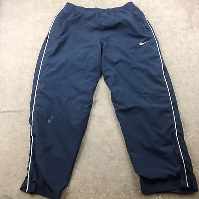 NIKE Pants Men XL Blue Lined Windbreaker Track Embroidered Taper * • $24.95