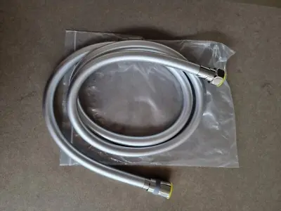 Smooth Matt Silver Shower Hose Brass Pipe Standard Bore PVC Long Flexible 1.5m • £8