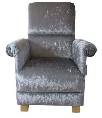 Chair Armchair Silver Grey Crushed Velvet Fabric Silver Bespoke Conservatory • £220.49